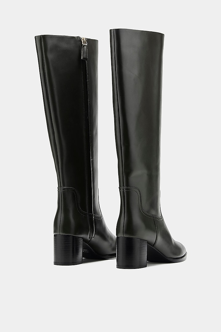 Black Genuine Leather Long Boots by Oroh at Pernia's Pop Up Shop