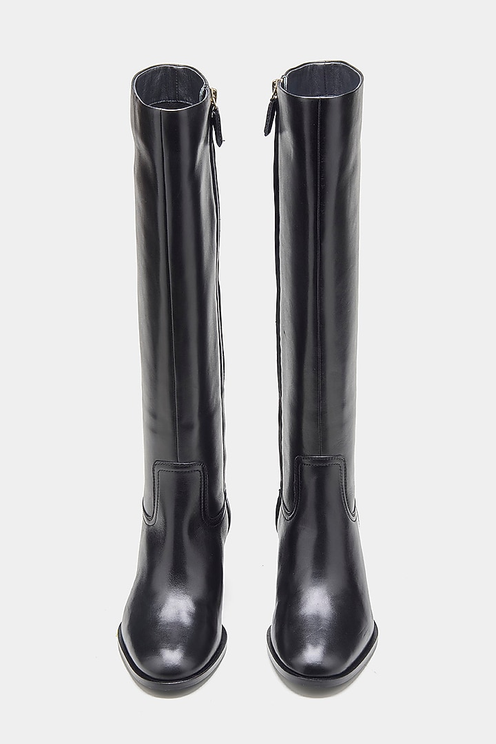 Black Genuine Leather Long Boots by Oroh at Pernia's Pop Up Shop
