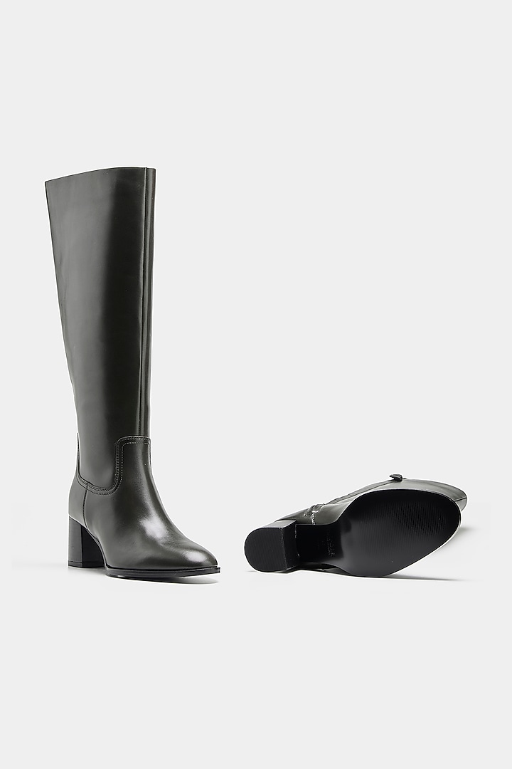 Black Genuine Leather Long Boots by Oroh at Pernia's Pop Up Shop