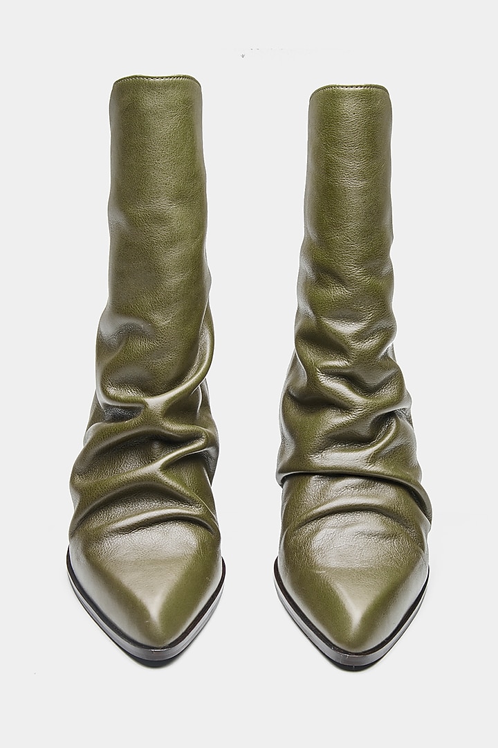 Green Genuine Leather Ankle Boots by Oroh at Pernia's Pop Up Shop