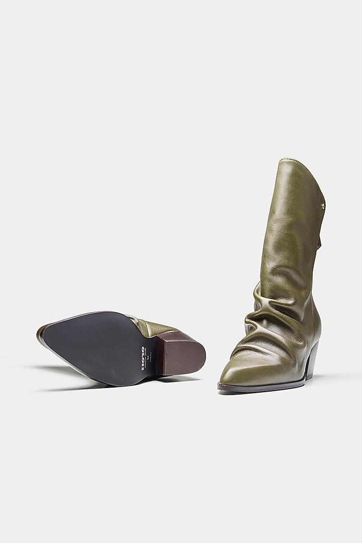Green Genuine Leather Ankle Boots by Oroh at Pernia's Pop Up Shop