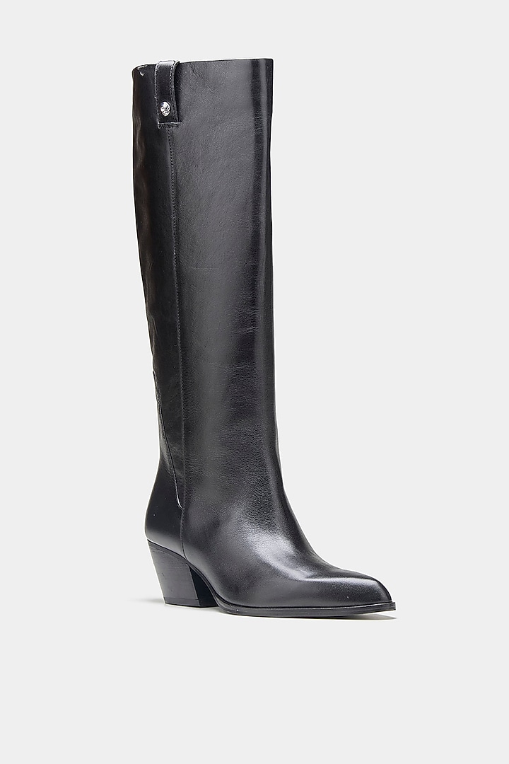 Black Genuine Leather Long Boots by Oroh at Pernia's Pop Up Shop