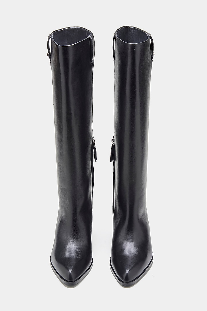 Black Genuine Leather Long Boots by Oroh at Pernia's Pop Up Shop