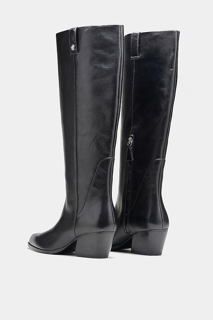 Black Genuine Leather Long Boots by Oroh at Pernia's Pop Up Shop