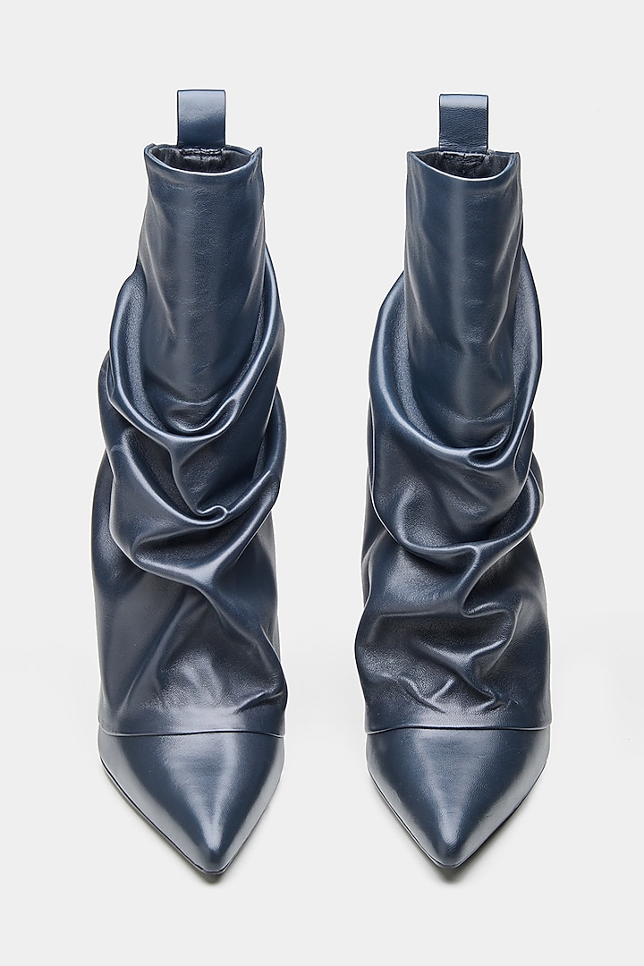 Blue Genuine Leather Ankle Boots by Oroh at Pernia's Pop Up Shop