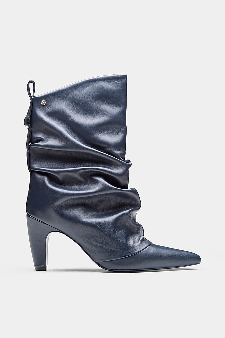 Blue Genuine Leather Ankle Boots by Oroh at Pernia's Pop Up Shop