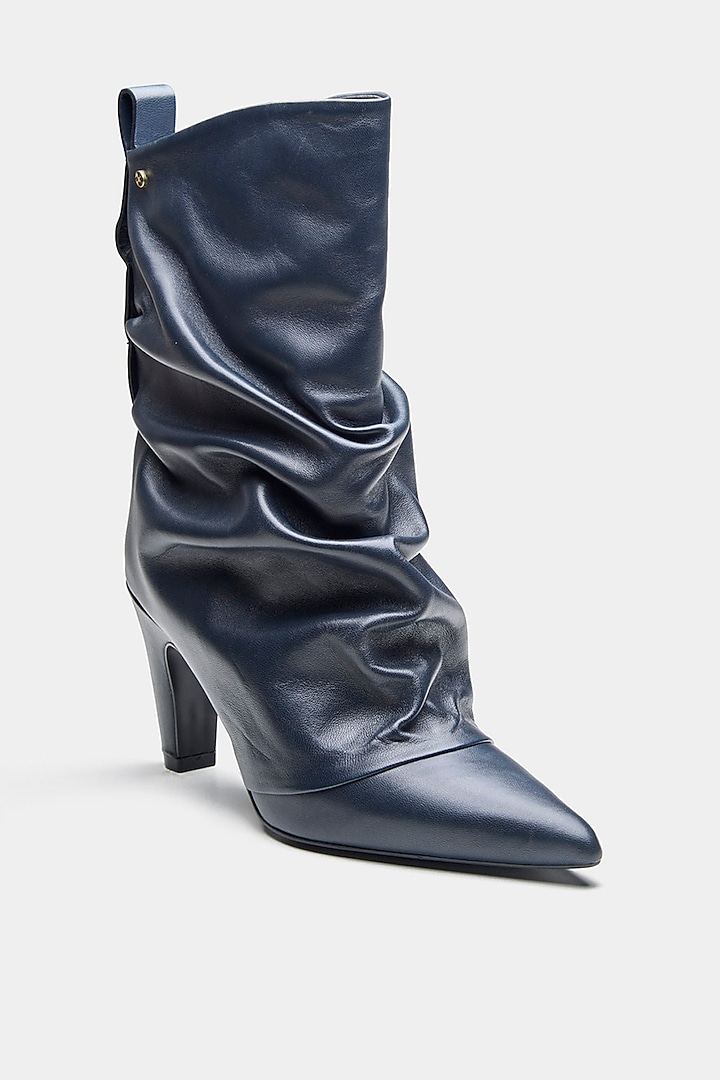 Blue Genuine Leather Ankle Boots by Oroh at Pernia's Pop Up Shop