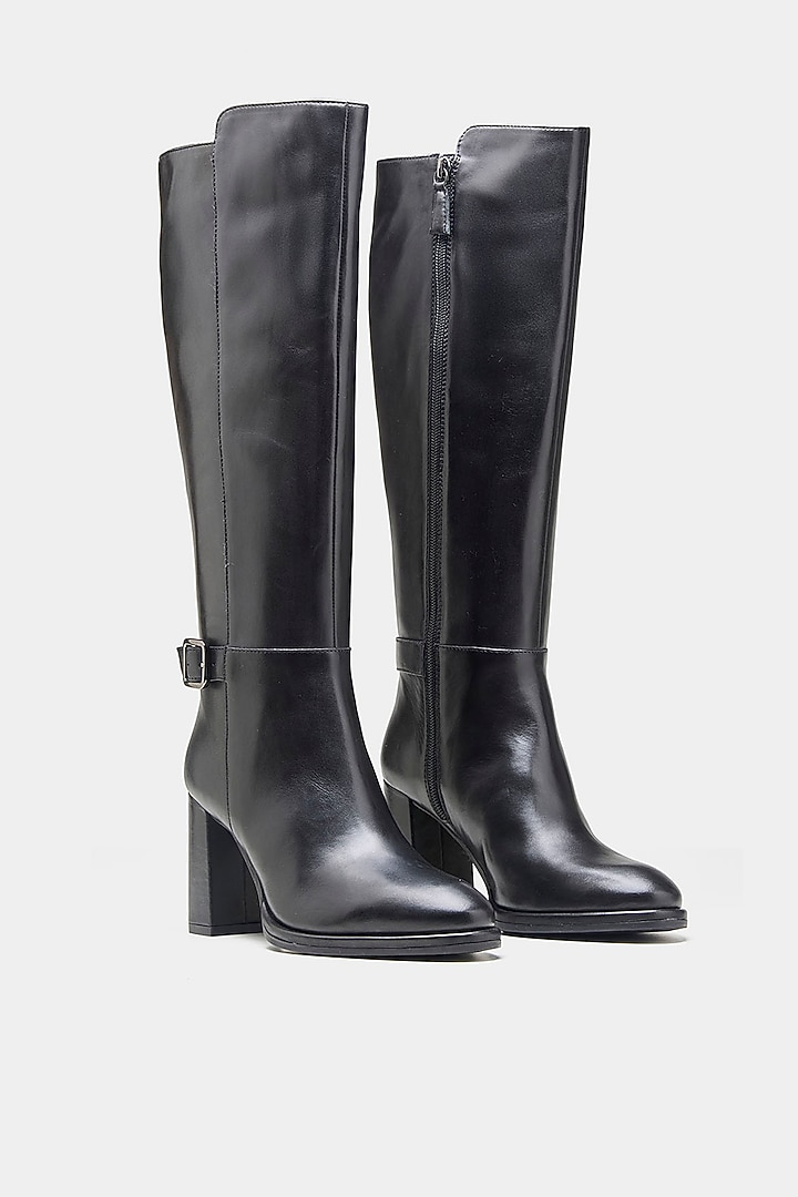 Black Genuine Leather Long Boots by Oroh at Pernia's Pop Up Shop