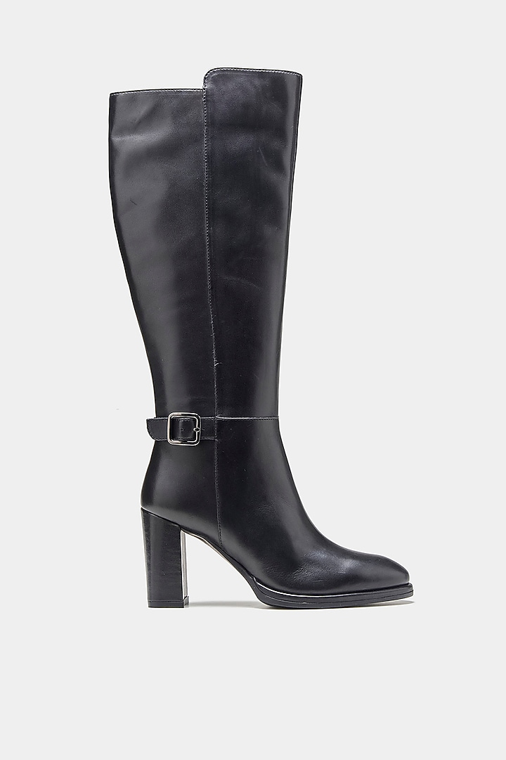 Black Genuine Leather Long Boots by Oroh at Pernia's Pop Up Shop