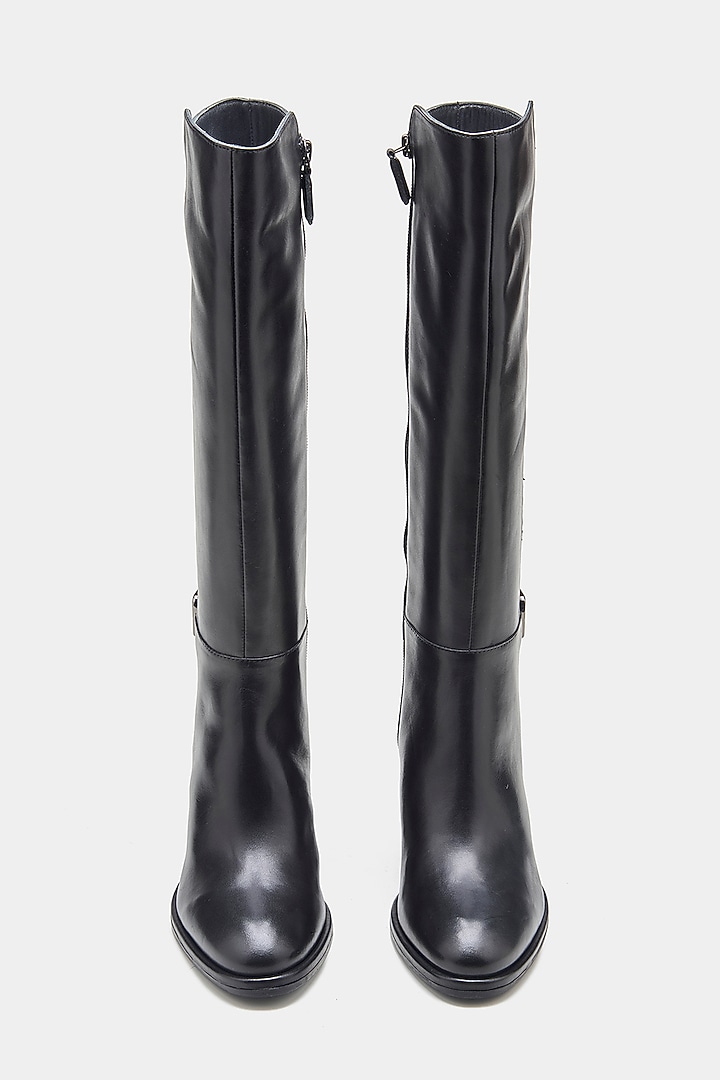 Black Genuine Leather Long Boots by Oroh at Pernia's Pop Up Shop