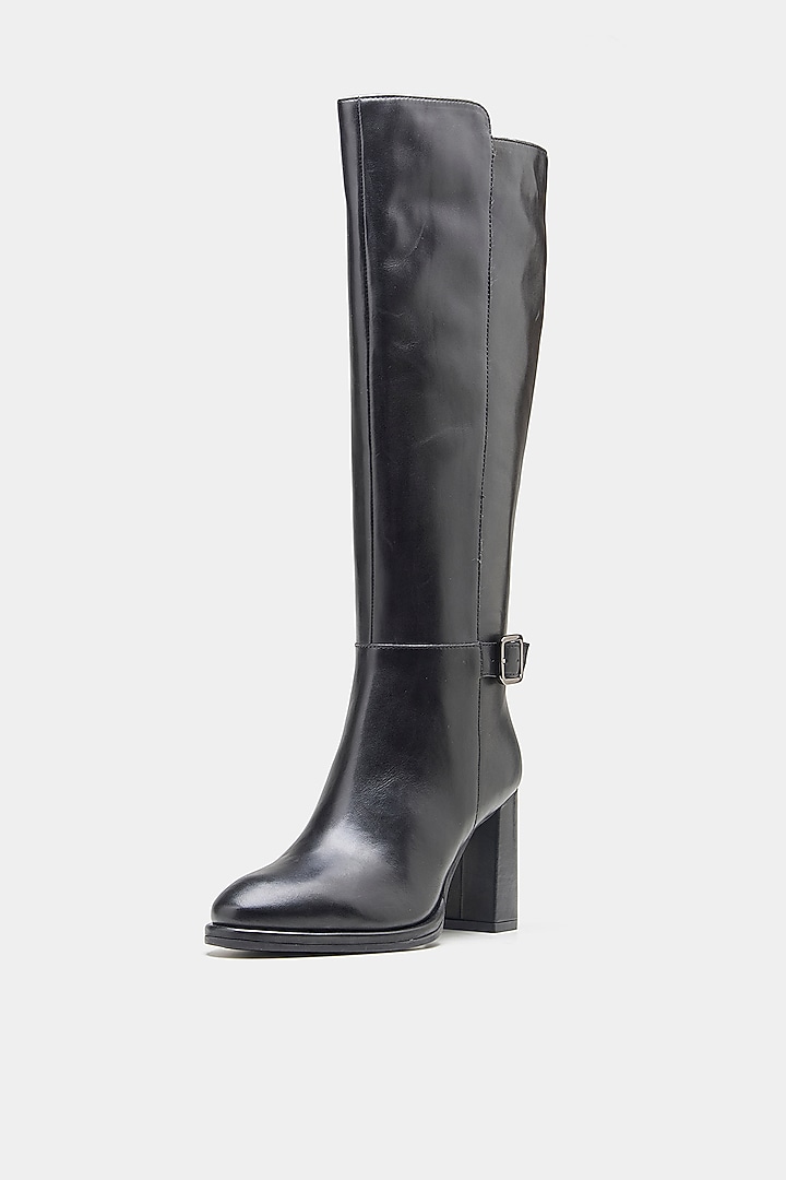 Black Genuine Leather Long Boots by Oroh at Pernia's Pop Up Shop