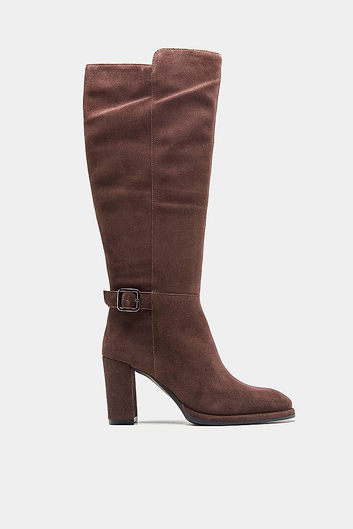 Brown Genuine Leather Long Boots by Oroh at Pernia's Pop Up Shop