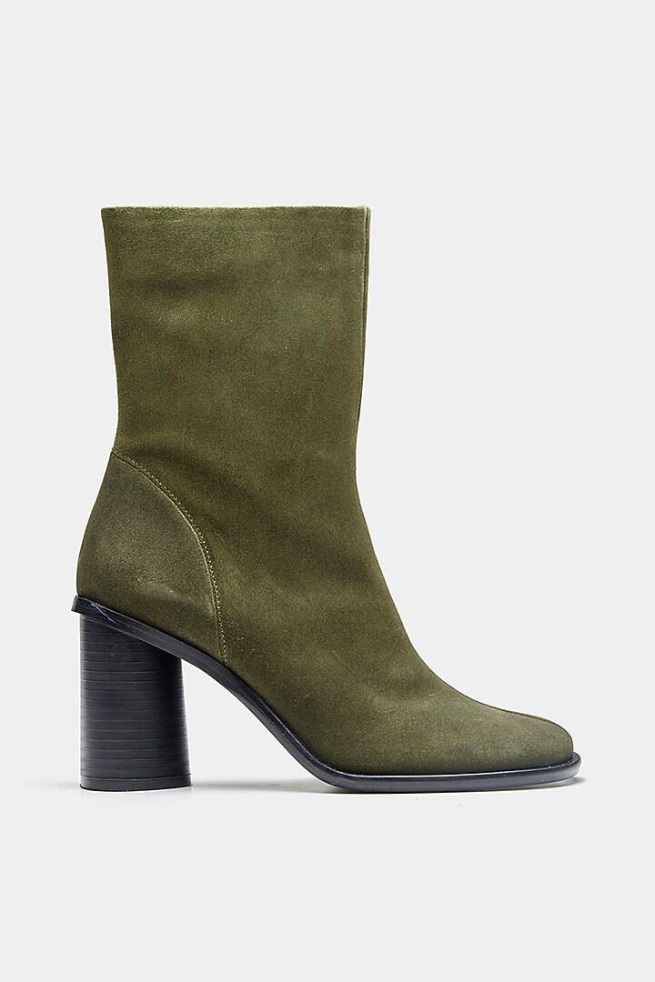 Green Genuine Leather Ankle Boots by Oroh at Pernia's Pop Up Shop
