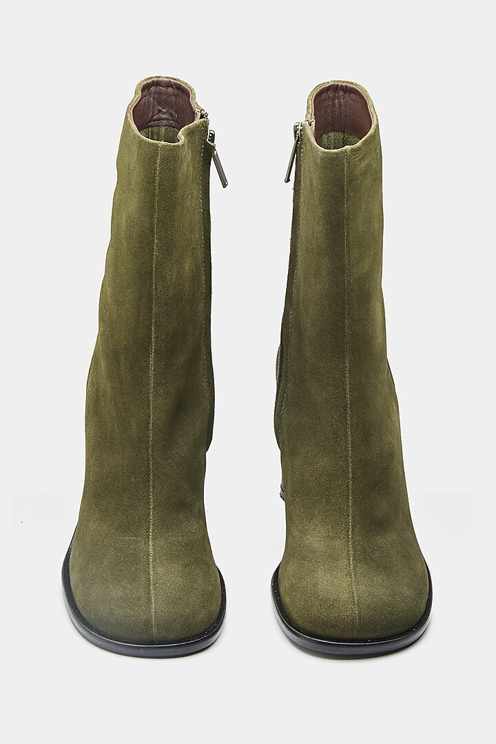 Green Genuine Leather Ankle Boots by Oroh at Pernia's Pop Up Shop