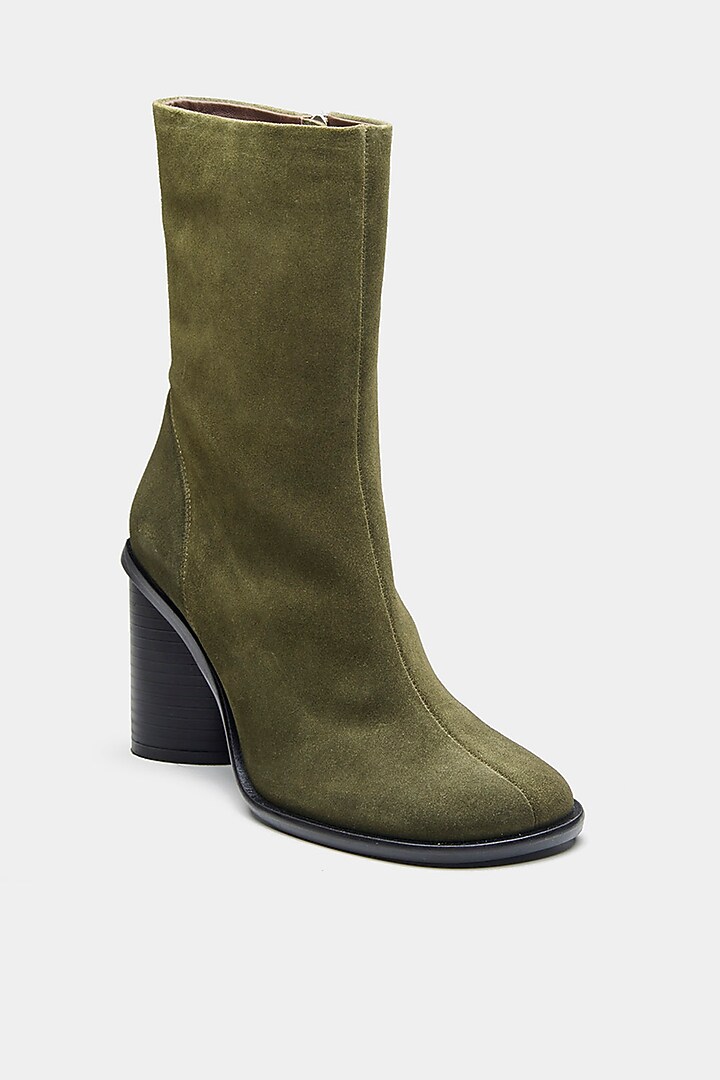 Green Genuine Leather Ankle Boots by Oroh at Pernia's Pop Up Shop