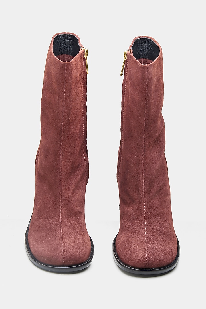 Maroon Genuine Leather Ankle Boots by Oroh at Pernia's Pop Up Shop
