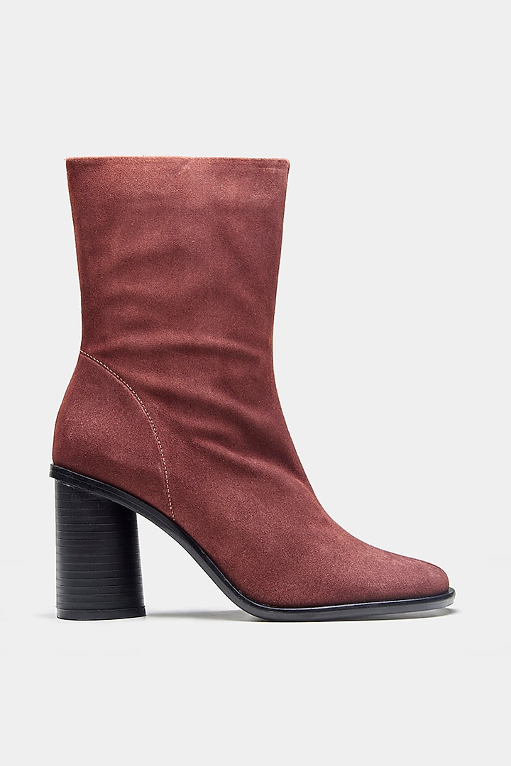 Maroon Genuine Leather Ankle Boots by Oroh at Pernia's Pop Up Shop