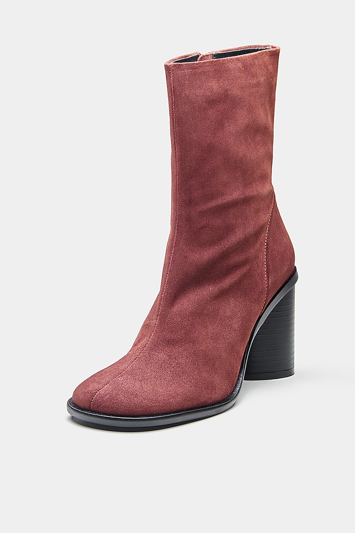 Maroon Genuine Leather Ankle Boots by Oroh at Pernia's Pop Up Shop