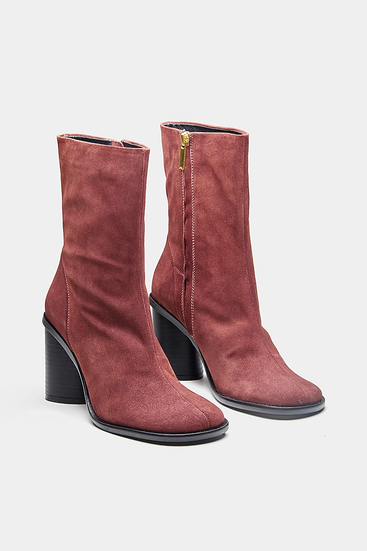Maroon Genuine Leather Ankle Boots by Oroh at Pernia's Pop Up Shop