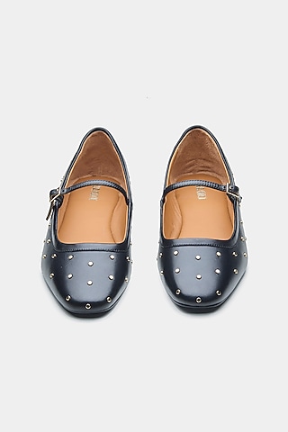 Black Genuine Leather Ballerinas by Oroh
