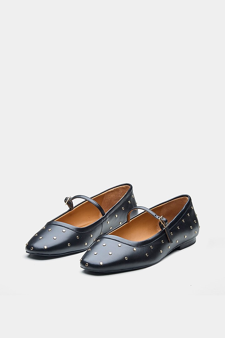 Black Genuine Leather Ballerinas by Oroh at Pernia's Pop Up Shop