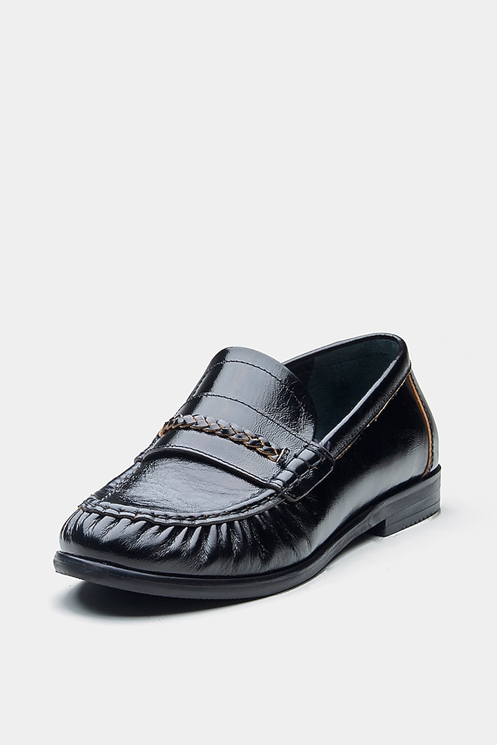 Black Genuine Leather Loafers by Oroh at Pernia's Pop Up Shop