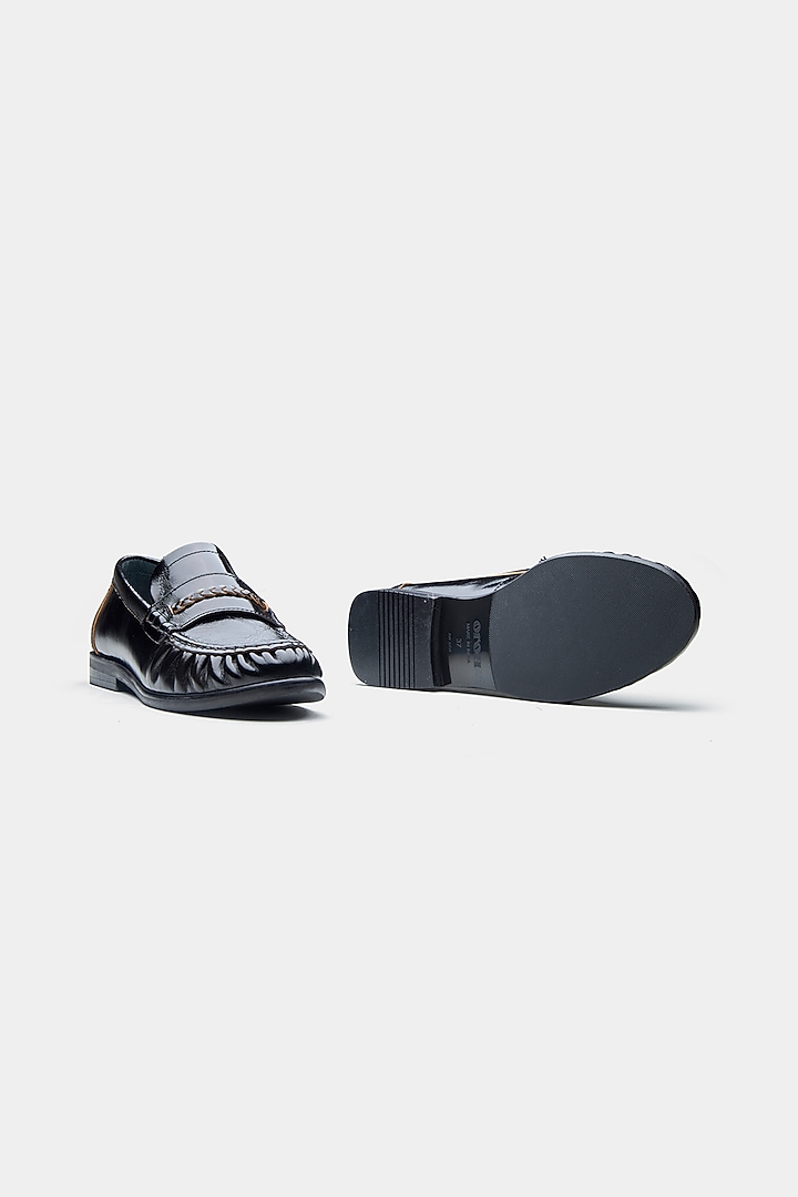 Black Genuine Leather Loafers by Oroh at Pernia's Pop Up Shop