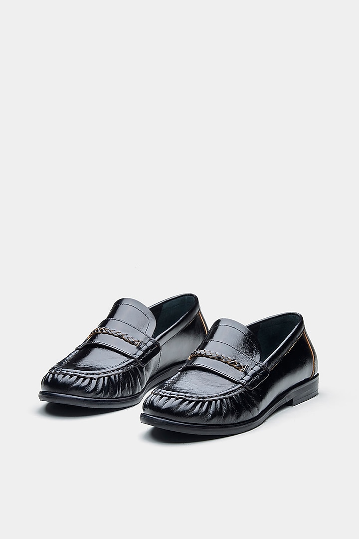 Black Genuine Leather Loafers by Oroh at Pernia's Pop Up Shop