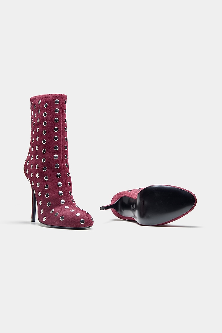 Maroon Genuine Leather Ankle Boots by Oroh at Pernia's Pop Up Shop