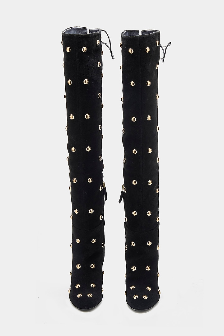 Black Genuine Leather Knee-High Boots by Oroh at Pernia's Pop Up Shop