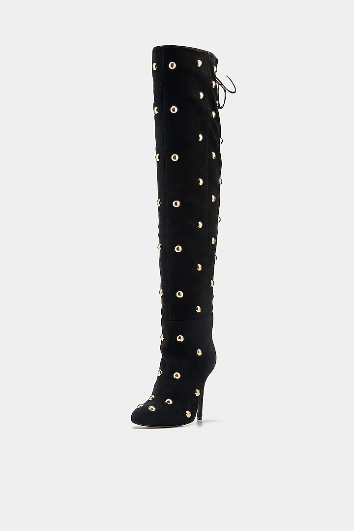 Black Genuine Leather Knee-High Boots by Oroh at Pernia's Pop Up Shop