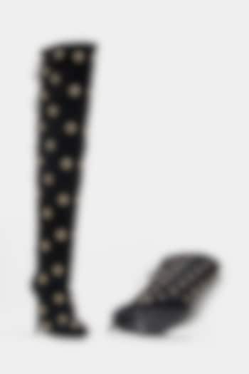 Black Genuine Leather Knee-High Boots by Oroh at Pernia's Pop Up Shop