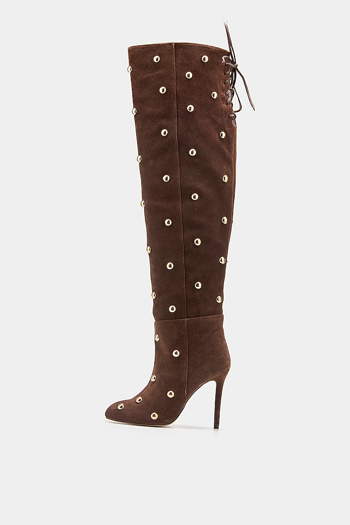 Brown Genuine Leather Knee-High Boots by Oroh at Pernia's Pop Up Shop