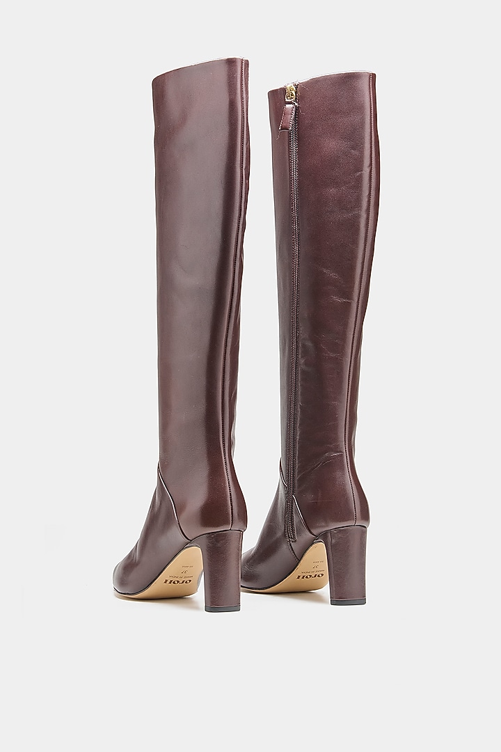 Brown Genuine Leather Long Boots by Oroh at Pernia's Pop Up Shop
