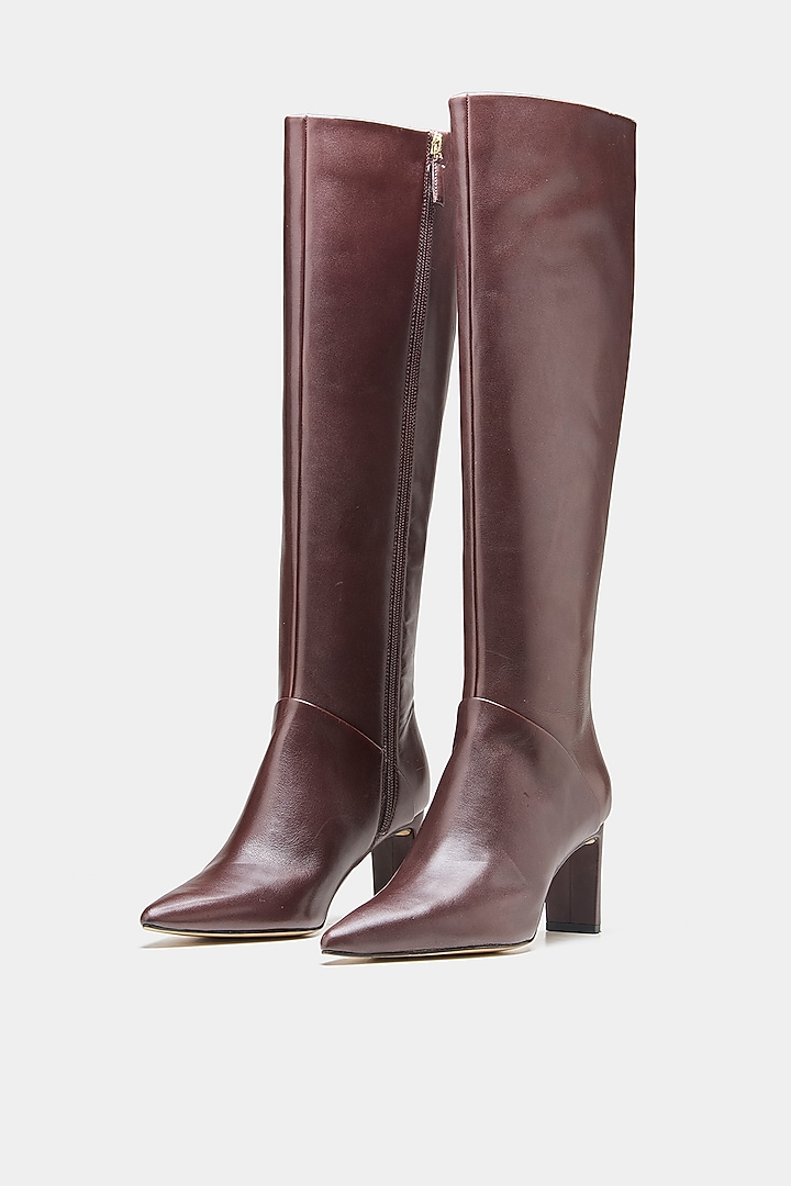Brown Genuine Leather Long Boots by Oroh at Pernia's Pop Up Shop