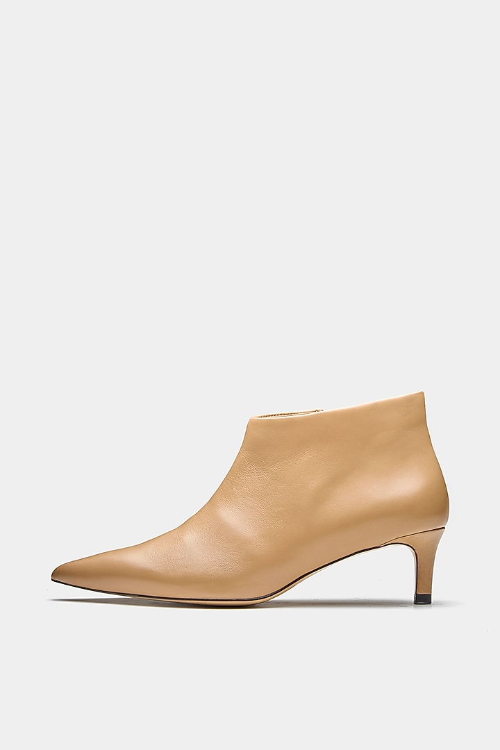 Nude Genuine Leather Ankle Boots by Oroh at Pernia's Pop Up Shop