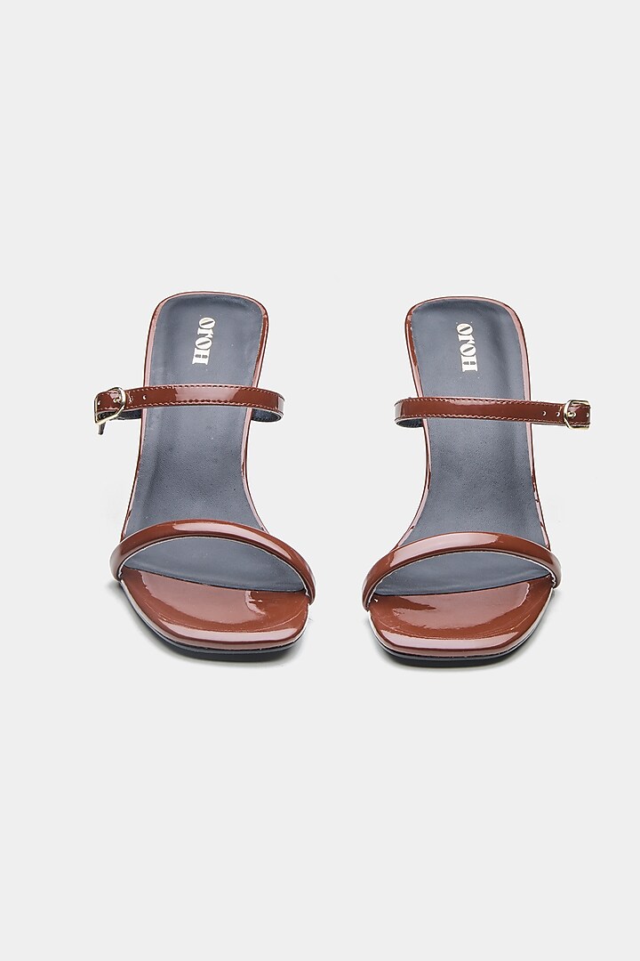 Tan Genuine Leather Strap Heels by Oroh at Pernia's Pop Up Shop