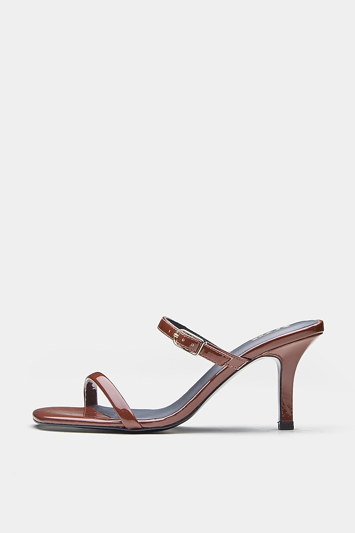 Tan Genuine Leather Strap Heels by Oroh at Pernia's Pop Up Shop