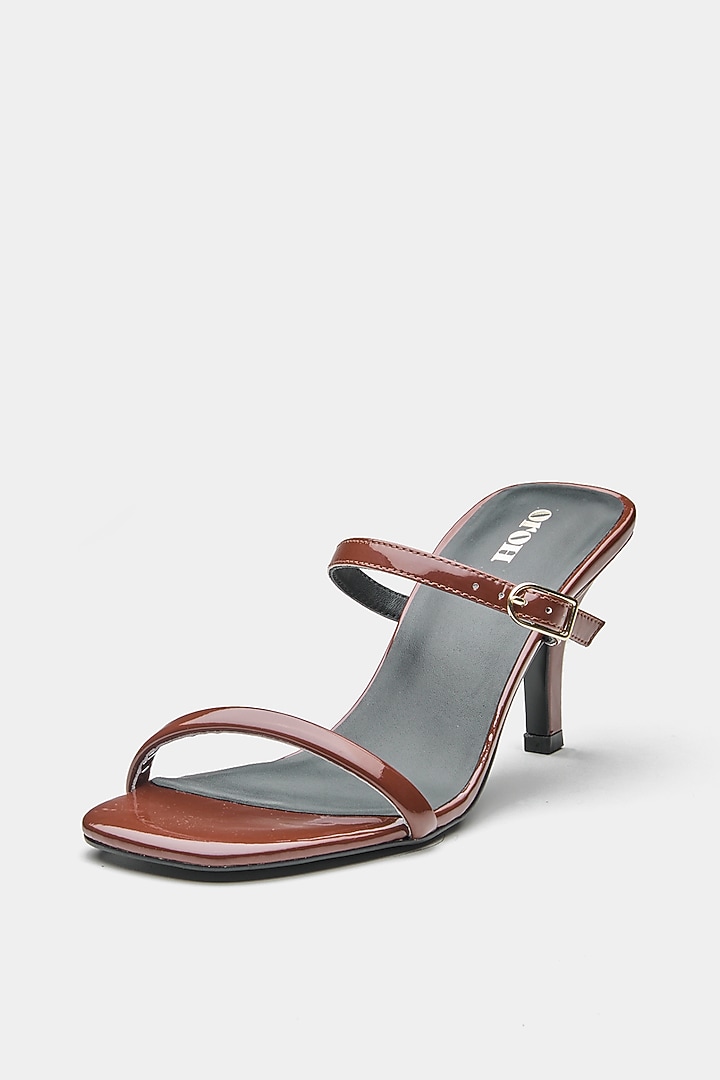 Tan Genuine Leather Strap Heels by Oroh at Pernia's Pop Up Shop