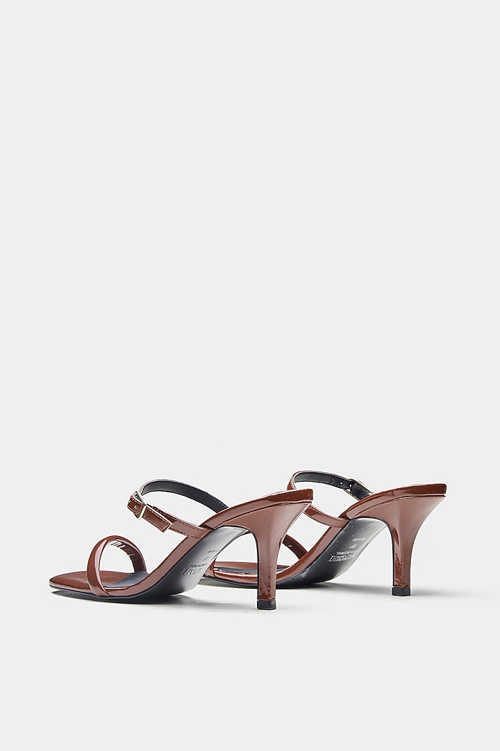 Tan Genuine Leather Strap Heels by Oroh at Pernia's Pop Up Shop