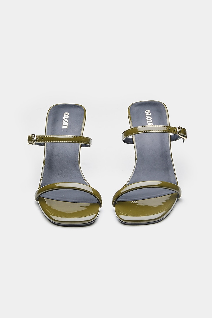 Green Genuine Leather Strap Heels by Oroh at Pernia's Pop Up Shop