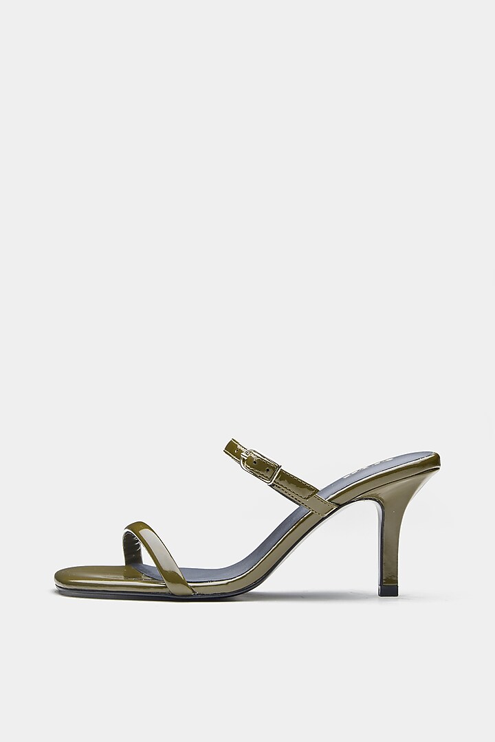 Green Genuine Leather Strap Heels by Oroh at Pernia's Pop Up Shop