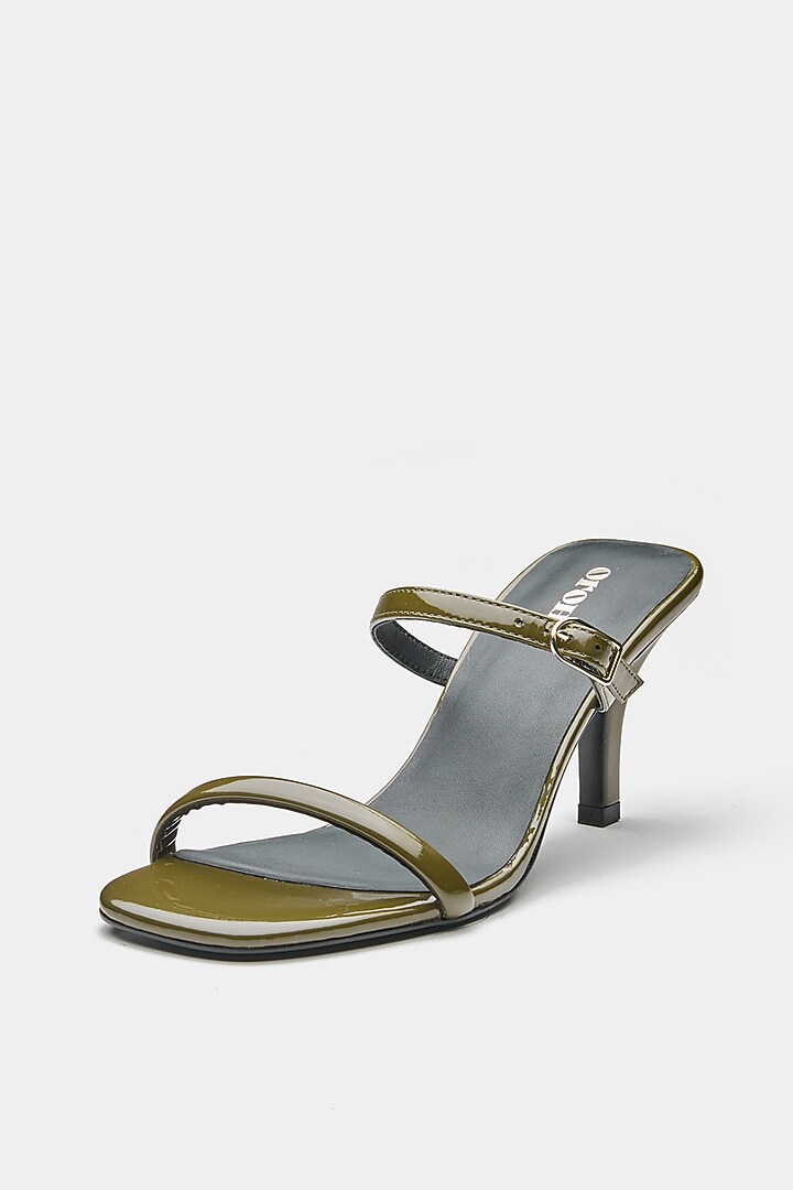 Green Genuine Leather Strap Heels by Oroh at Pernia's Pop Up Shop