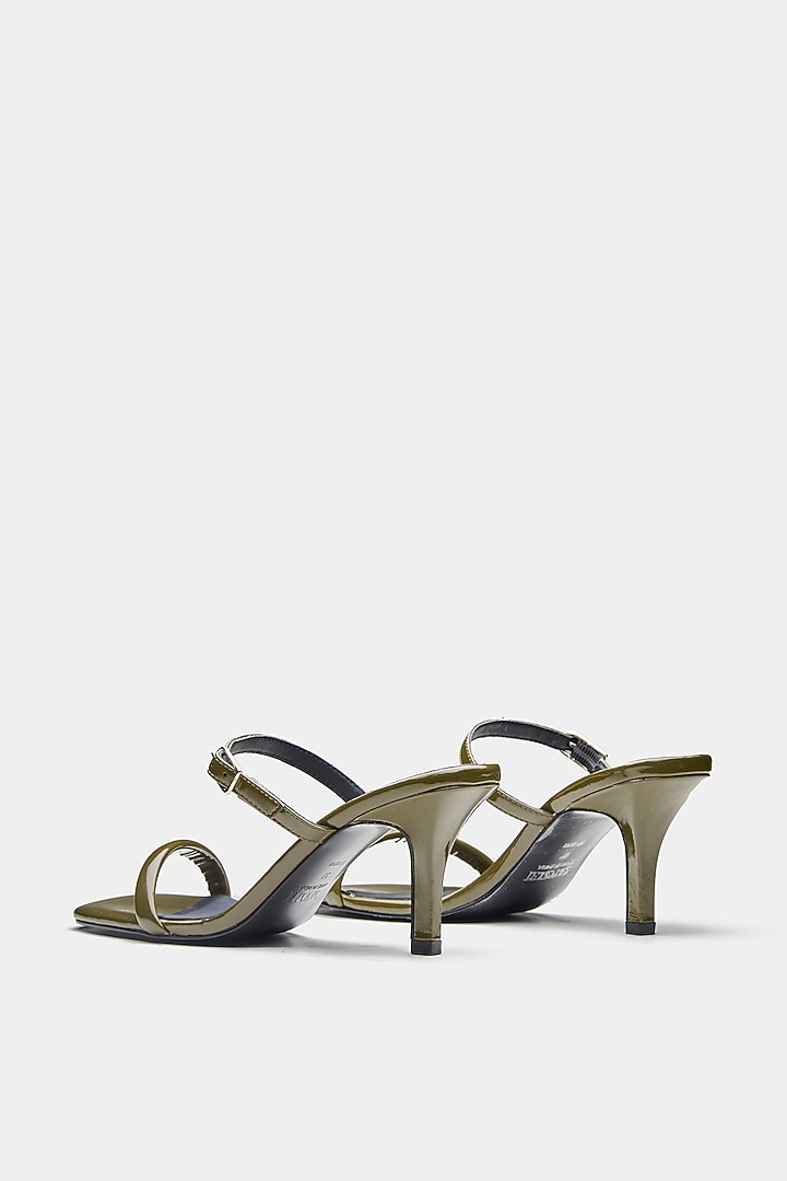 Green Genuine Leather Strap Heels by Oroh at Pernia's Pop Up Shop