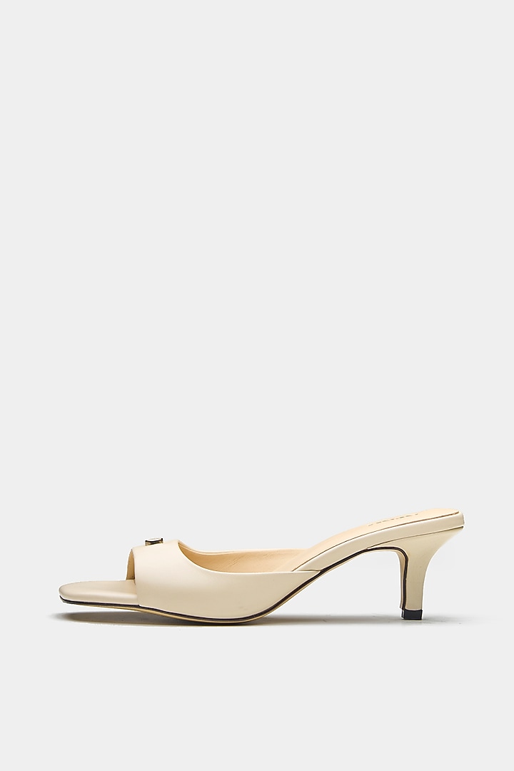 White Genuine Leather Heels by Oroh at Pernia's Pop Up Shop