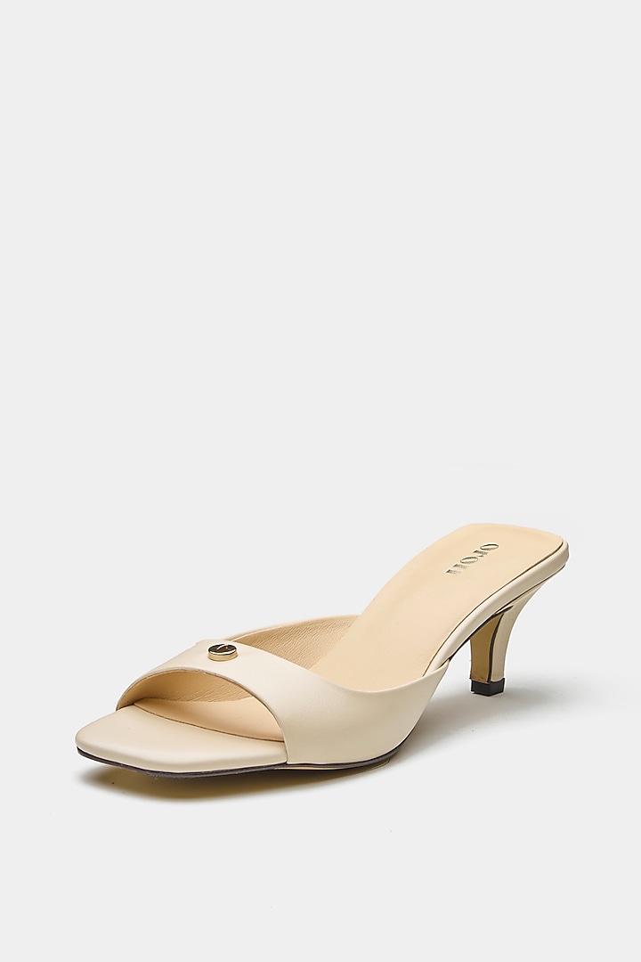 White Genuine Leather Heels by Oroh at Pernia's Pop Up Shop