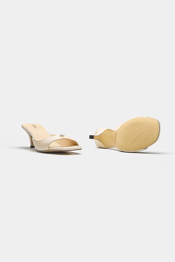 White Genuine Leather Heels by Oroh at Pernia's Pop Up Shop