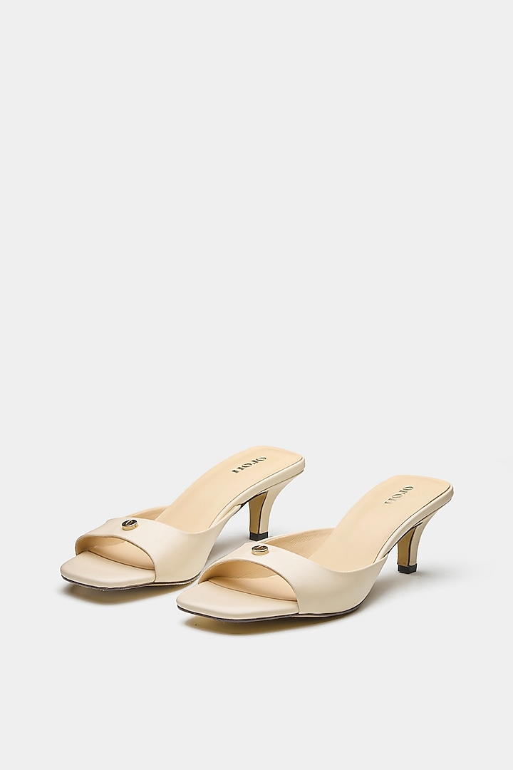 White Genuine Leather Heels by Oroh at Pernia's Pop Up Shop