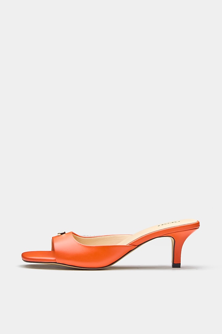 Orange Genuine Leather Heels by Oroh at Pernia's Pop Up Shop