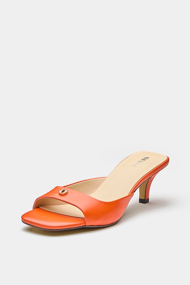 Orange Genuine Leather Heels by Oroh at Pernia's Pop Up Shop